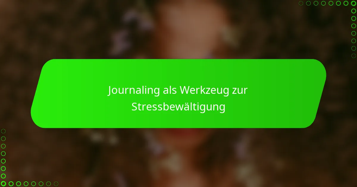 Journaling als Werkzeug zur Stressbewältigung