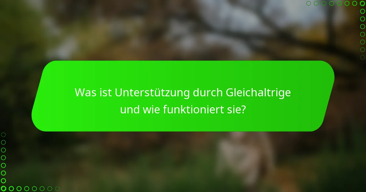 Was ist Unterstützung durch Gleichaltrige und wie funktioniert sie?